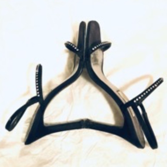 Rhinestone & Black Satin 4" Heels - Picture 9 of 14
